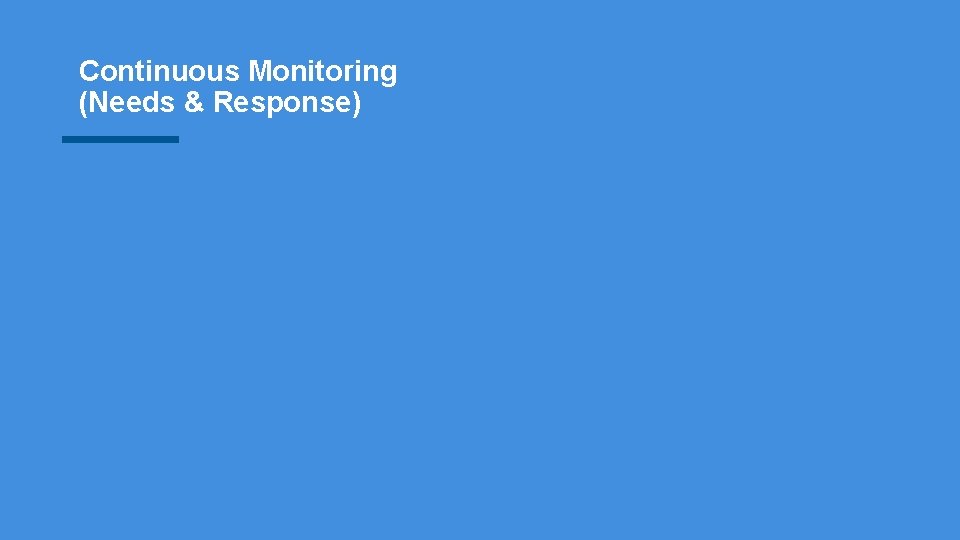 Continuous Monitoring (Needs & Response) 