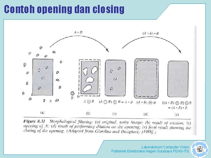 Contoh opening dan closing Laboratorium Computer Vision Politeknik Elektronika Negeri Surabaya PENS-ITS Contoh opening dan closing Laboratorium Computer Vision Politeknik Elektronika Negeri Surabaya PENS-ITS