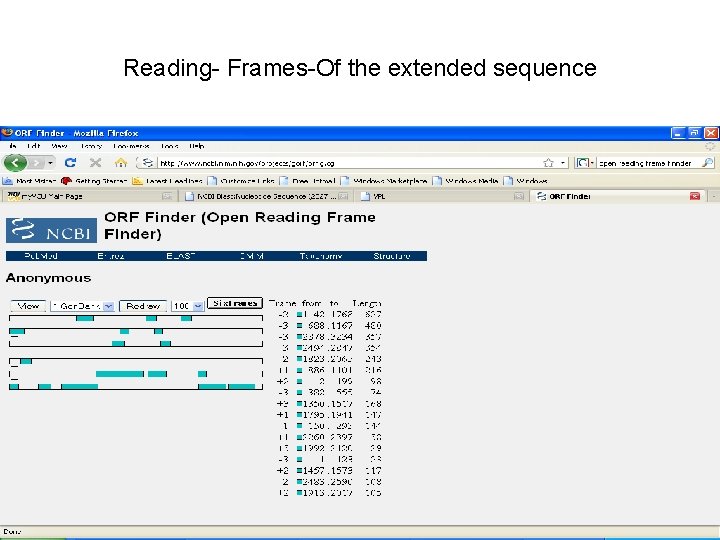 Reading- Frames-Of the extended sequence 