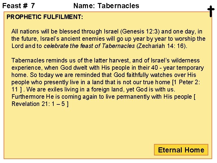 Feast # 7 t Name: Tabernacles PROPHETIC FULFILMENT: All nations will be blessed through