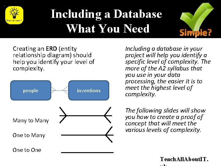 Including a Database What You Need Creating an ERD (entity relationship diagram) should help Including a Database What You Need Creating an ERD (entity relationship diagram) should help