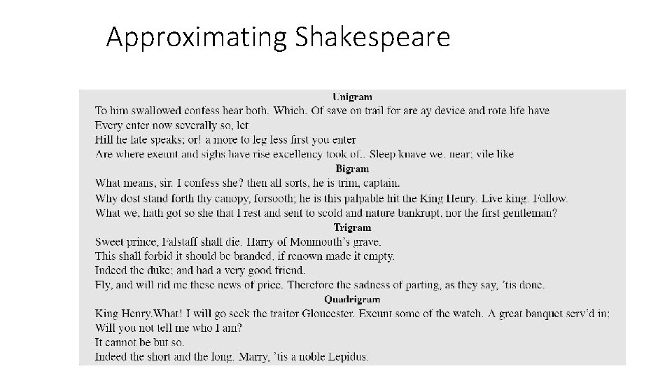 Approximating Shakespeare 