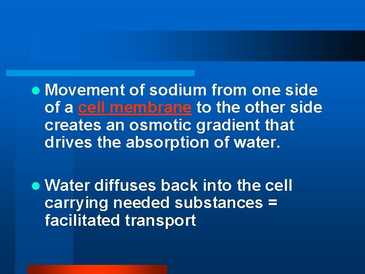l Movement of sodium from one side of a cell membrane to the other