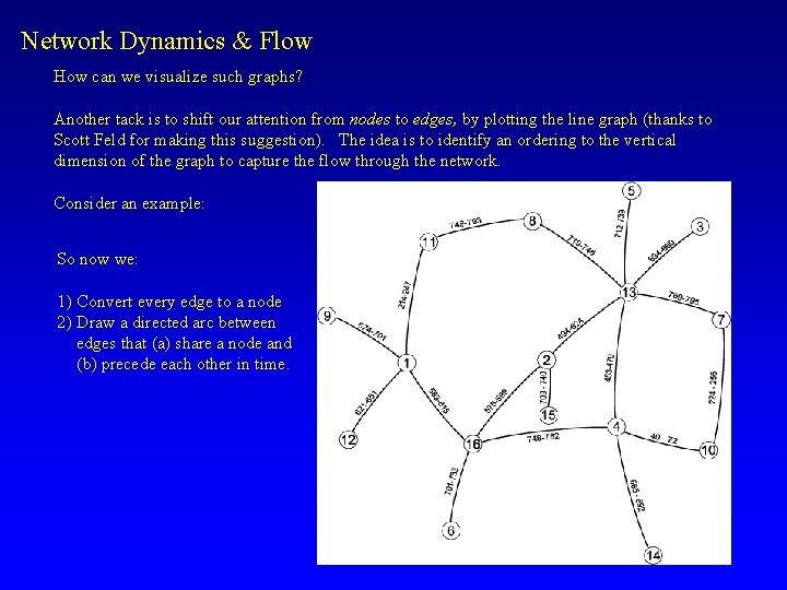 Network Dynamics & Flow How can we visualize such graphs? Another tack is to