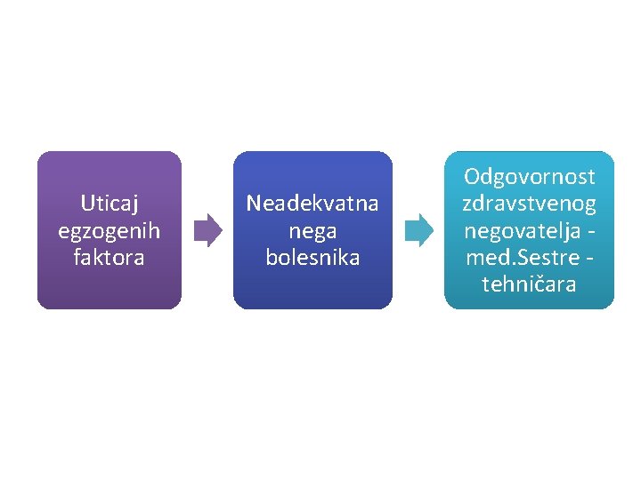 Uticaj egzogenih faktora Neadekvatna nega bolesnika Odgovornost zdravstvenog negovatelja med. Sestre tehničara 