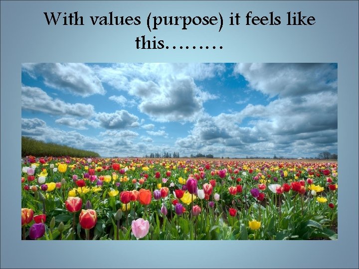 With values (purpose) it feels like this……… 
