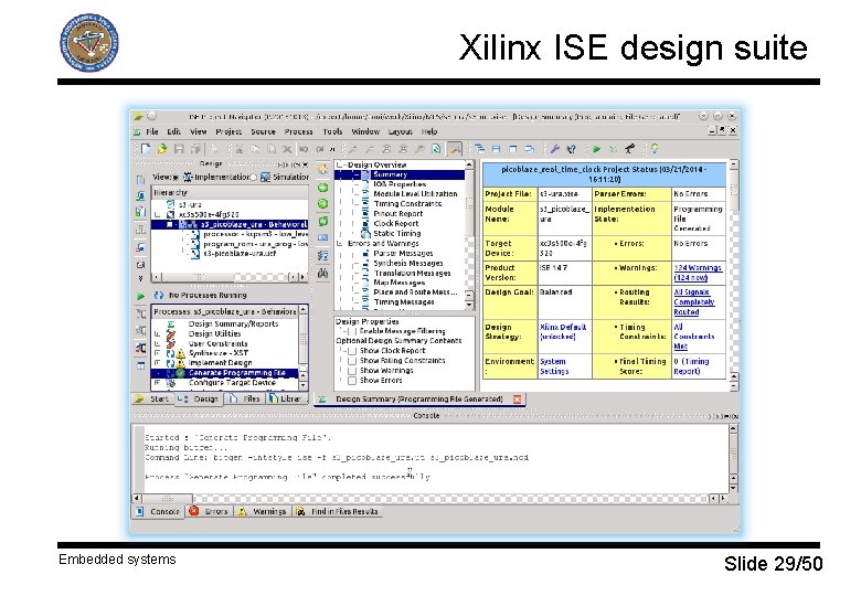 Xilinx ISE design suite Embedded systems Slide 29/50 