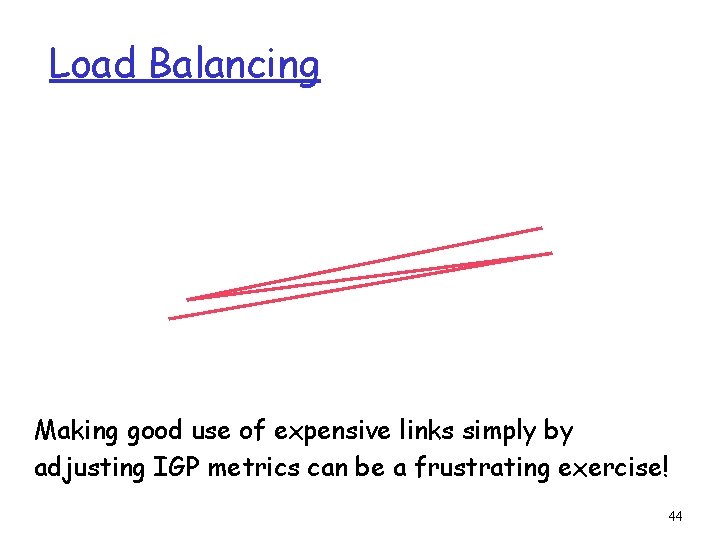 Load Balancing Making good use of expensive links simply by adjusting IGP metrics can