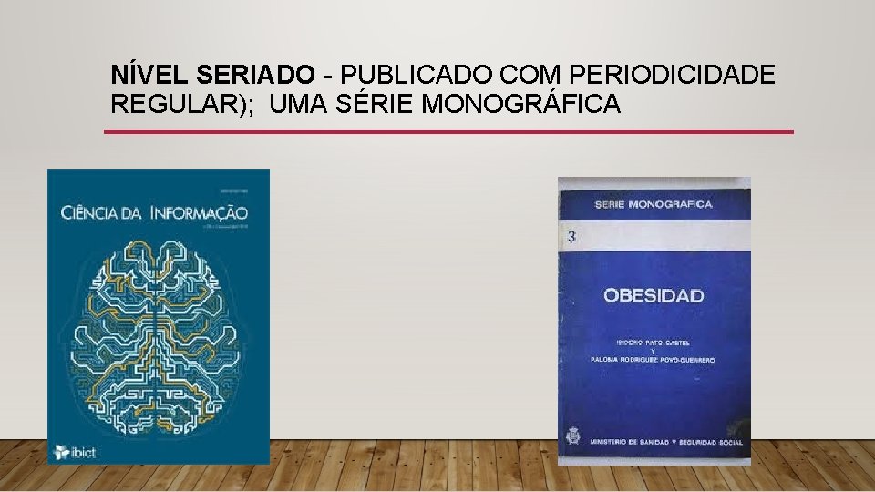 NÍVEL SERIADO - PUBLICADO COM PERIODICIDADE REGULAR); UMA SÉRIE MONOGRÁFICA 