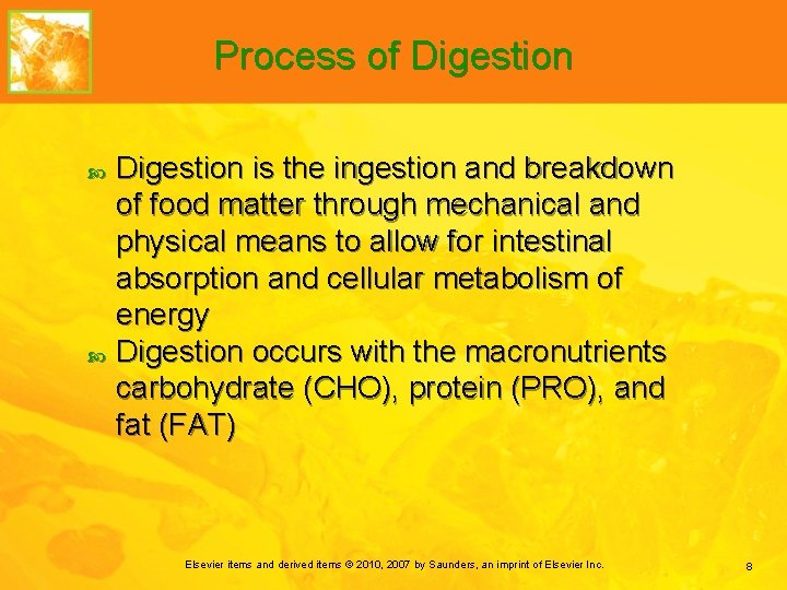 Process of Digestion is the ingestion and breakdown of food matter through mechanical and