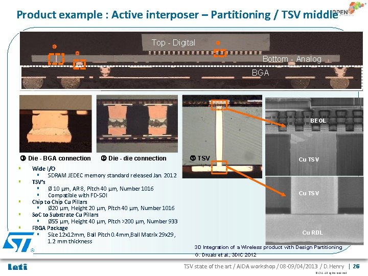 Product example : Active interposer – Partitioning / TSV middle Top - Digital Bottom