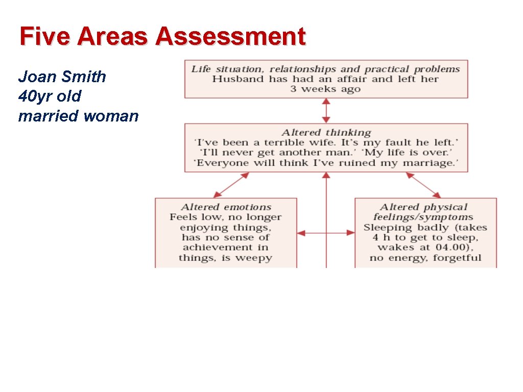 Five Areas Assessment Joan Smith 40 yr old married woman 