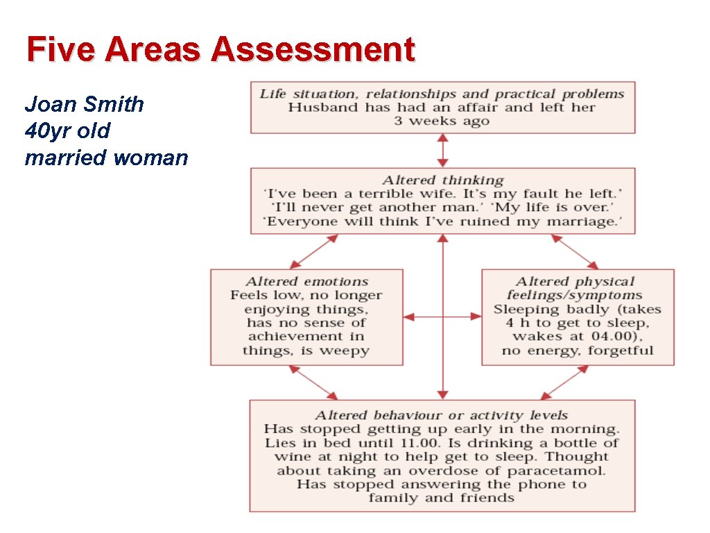 Five Areas Assessment Joan Smith 40 yr old married woman 