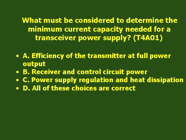 What must be considered to determine the minimum current capacity needed for a transceiver