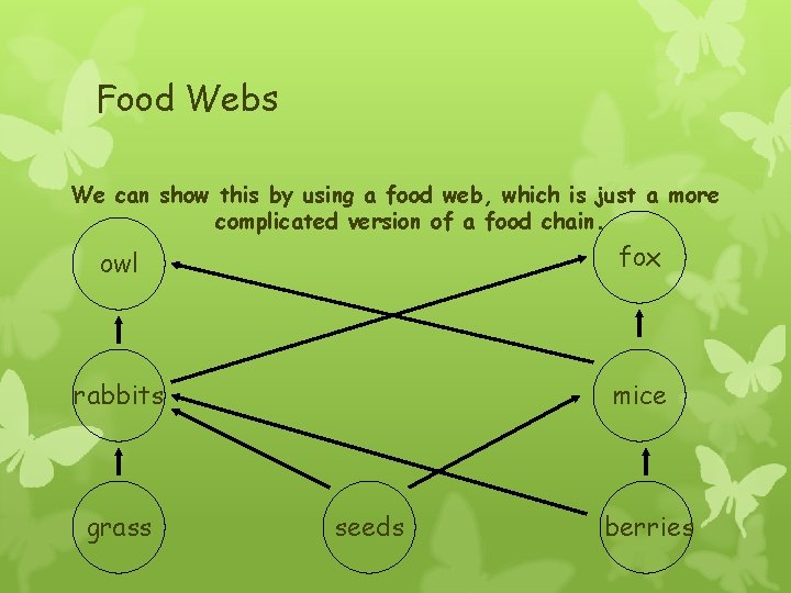 Food Webs We can show this by using a food web, which is just