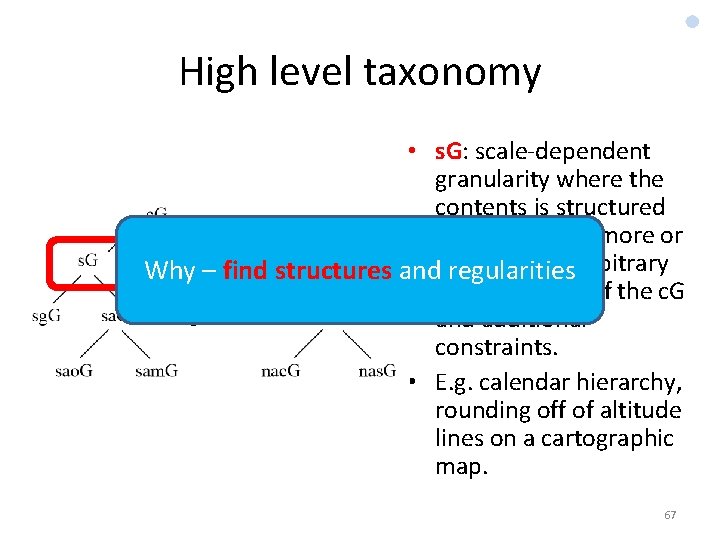 High level taxonomy • s. G: scale-dependent granularity where the contents is structured according