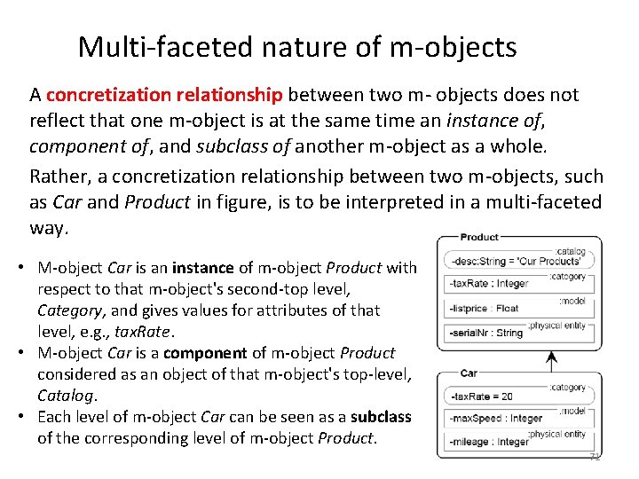 Multi-faceted nature of m-objects A concretization relationship between two m- objects does not reflect