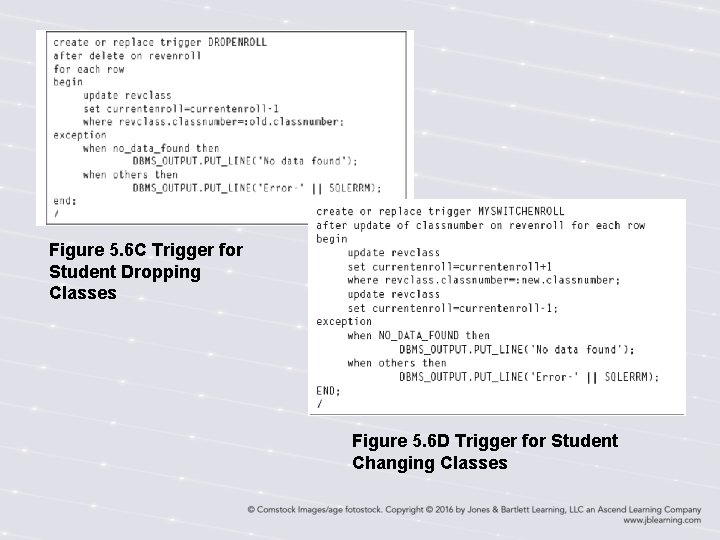 Figure 5. 6 C Trigger for Student Dropping Classes Figure 5. 6 D Trigger Figure 5. 6 C Trigger for Student Dropping Classes Figure 5. 6 D Trigger