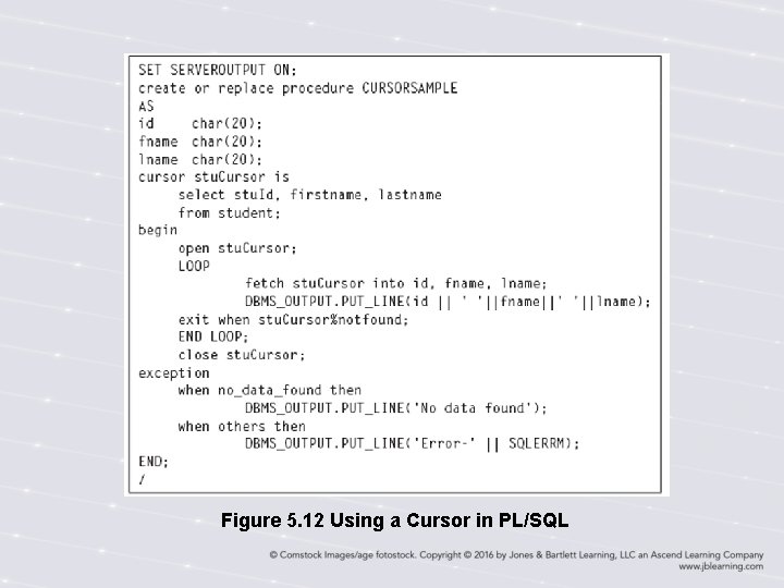 Figure 5. 12 Using a Cursor in PL/SQL Figure 5. 12 Using a Cursor in PL/SQL