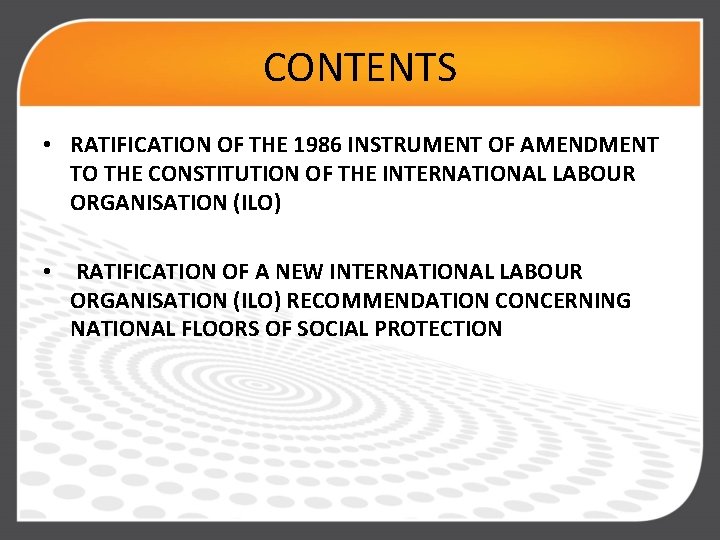 RATIFICATION OF THE 1986 INSTRUMENT BY THE DEPARTMENT