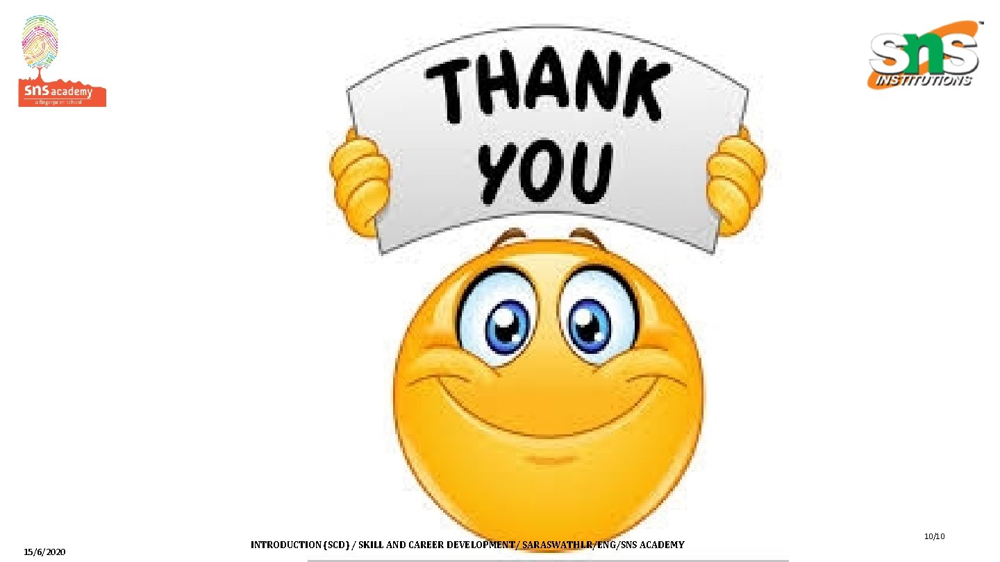 15/6/2020 INTRODUCTION (SCD) / SKILL AND CAREER DEVELOPMENT/ SARASWATHI. R/ENG/SNS ACADEMY 10/10 