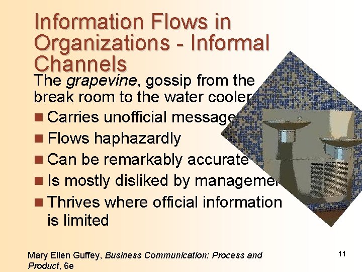 Information Flows in Organizations - Informal Channels The grapevine, gossip from the break room