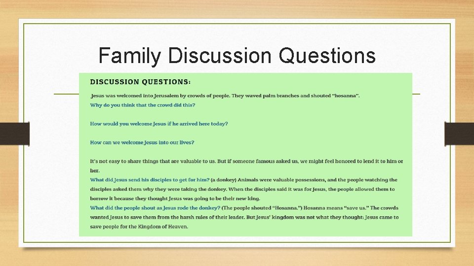 Family Discussion Questions 