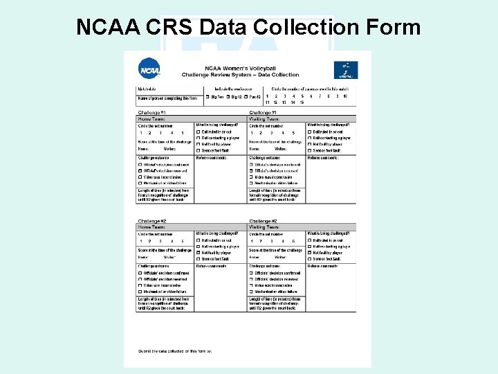 NCAA CRS Data Collection Form 