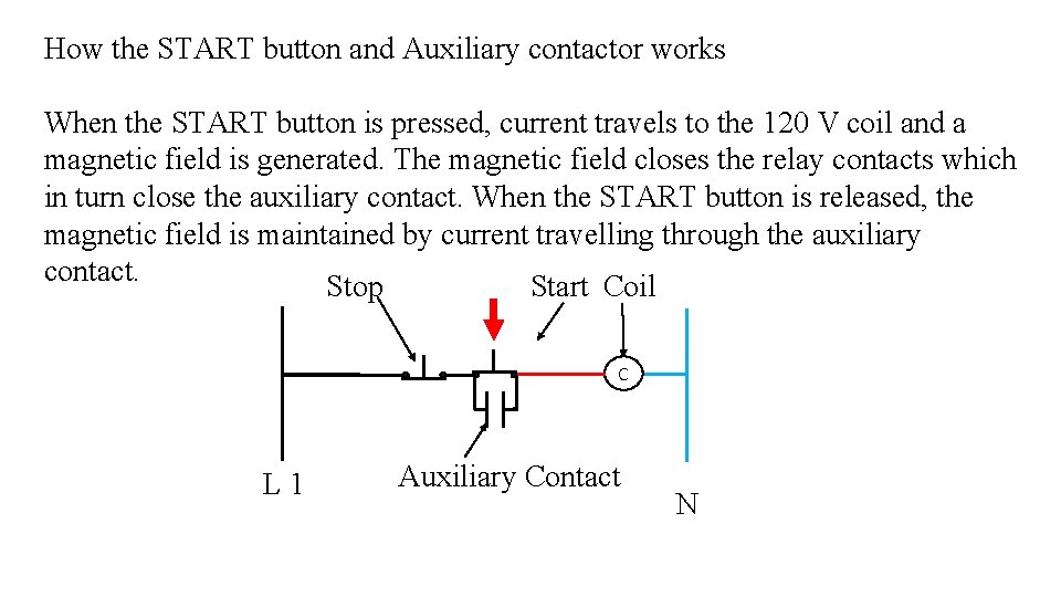 How the START button and Auxiliary contactor works When the START button is pressed,