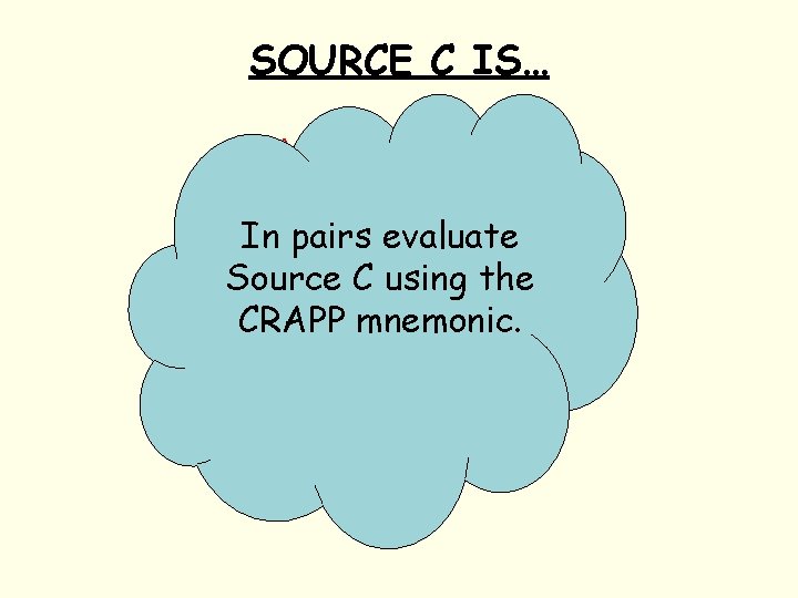SOURCE C IS… C – July 2009 R – Channel 4 In pairs evaluate