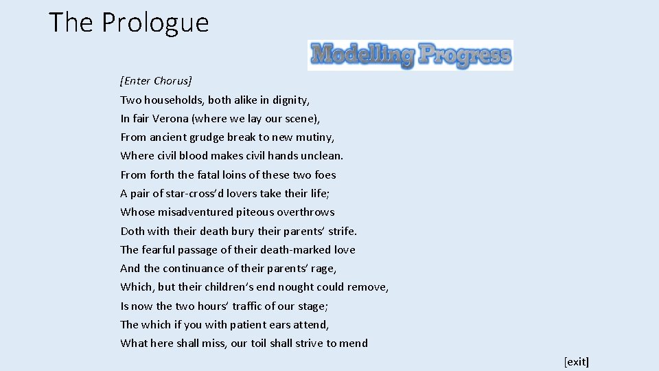 The Prologue [Enter Chorus] Two households, both alike in dignity, In fair Verona (where