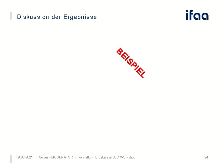 Diskussion der Ergebnisse B EI SP IE L 19. 06. 2021 © ifaa –