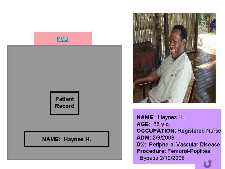 PVD Patient Record NAME: Haynes H. AGE: 55 y. o. OCCUPATION: Registered Nurse ADM: