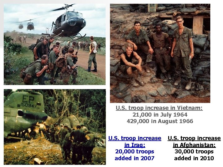 U. S. troop increase in Vietnam: 21, 000 in July 1964 429, 000 in