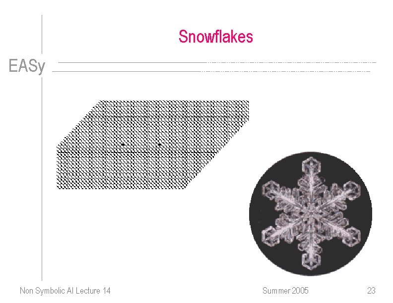 Snowflakes EASy Non Symbolic AI Lecture 14 Summer 2005 23 