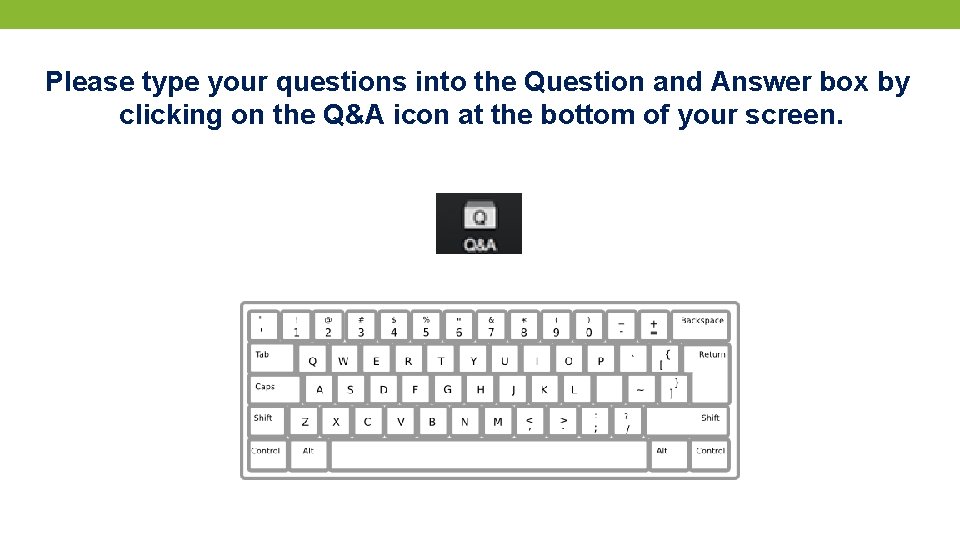 Please type your questions into the Question and Answer box by clicking on the
