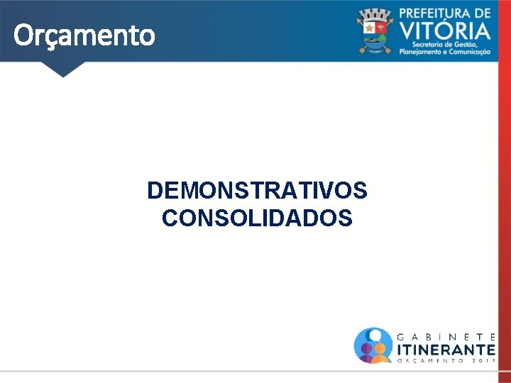 Orçamento DEMONSTRATIVOS CONSOLIDADOS 