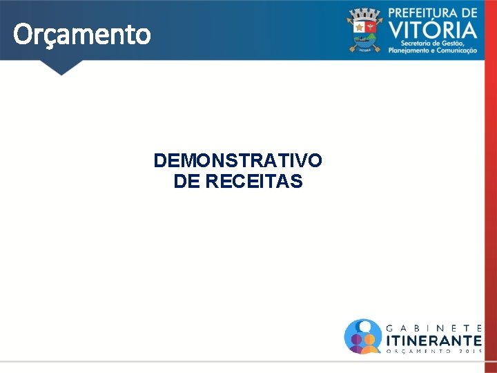 Orçamento DEMONSTRATIVO DE RECEITAS 