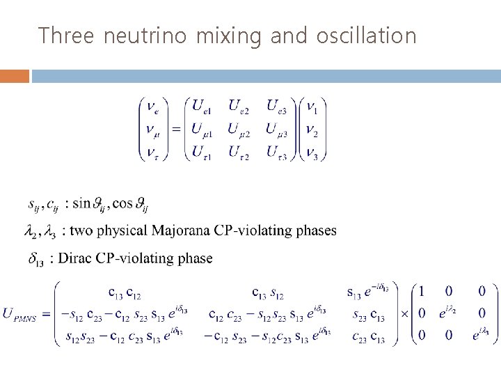 Three neutrino mixing and oscillation 