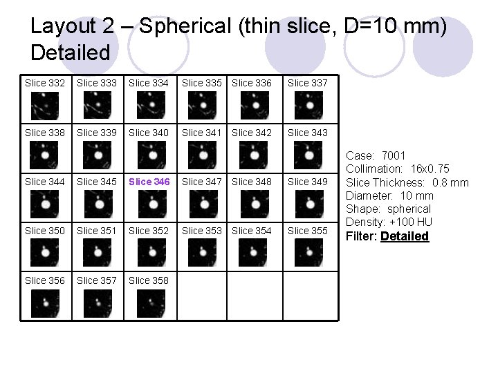 Layout 2 – Spherical (thin slice, D=10 mm) Detailed Slice 332 Slice 333 Slice