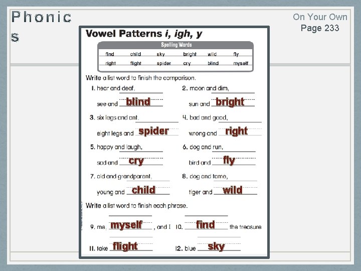 On Your Own Page 233 blind bright spider right fly cry child myself flight