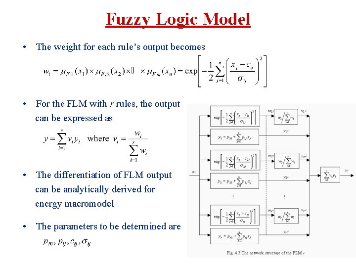 Fuzzy Logic Model • The weight for each rule’s output becomes • For the