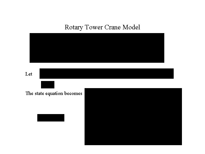 Rotary Tower Crane Model Let The state equation becomes 