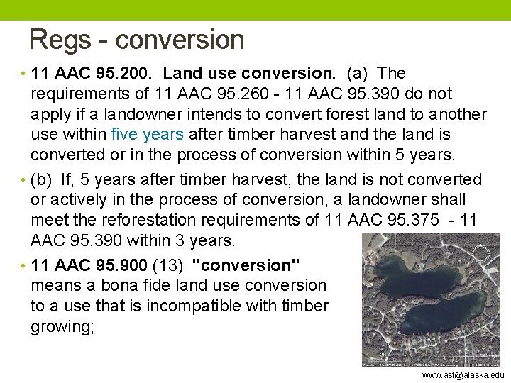 Regs conversion • 11 AAC 95. 200. Land use conversion. (a) The requirements of