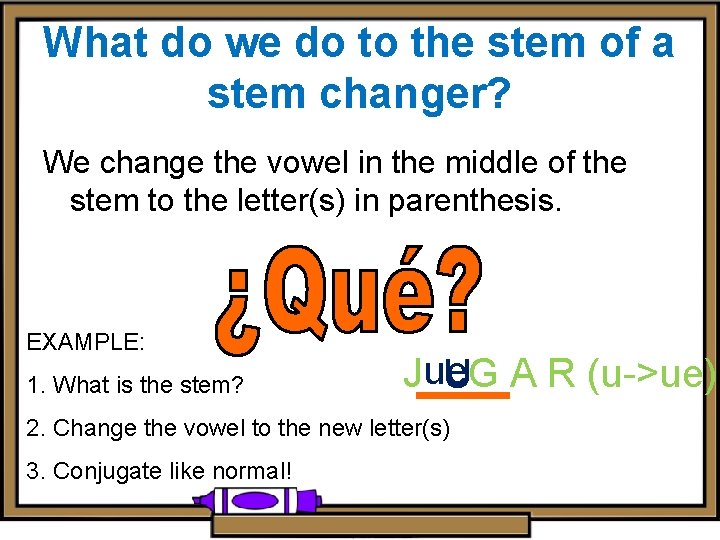 What do we do to the stem of a stem changer? We change the