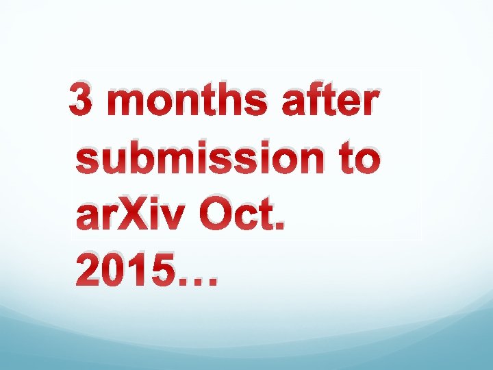 3 months after submission to ar. Xiv Oct. 2015… 