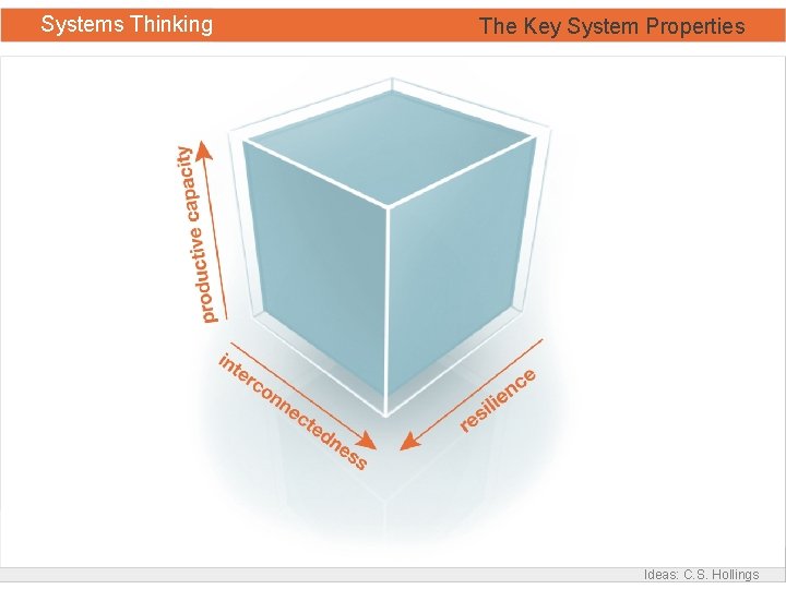 Systems Thinking The Key System Properties Ideas: C. S. Hollings 
