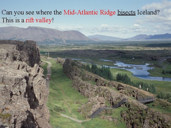 Can you see where the Mid-Atlantic Ridge bisects Iceland? This is a rift valley!