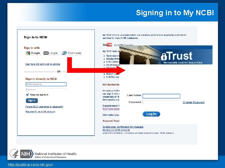 Signing in to My NCBI http: //publicaccess. nih. gov/ 