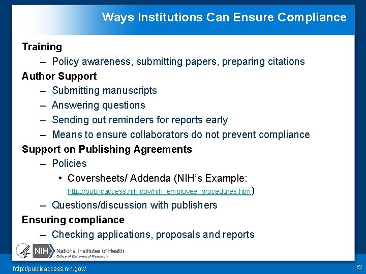 Ways Institutions Can Ensure Compliance Training – Policy awareness, submitting papers, preparing citations Author